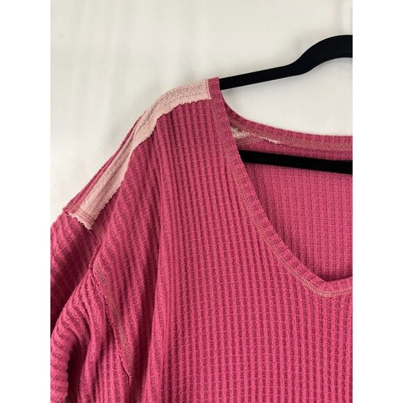 Abercrombie and Fitch Pink V-Neck Women's Cropped Waffle Top - Picture 5 of 14